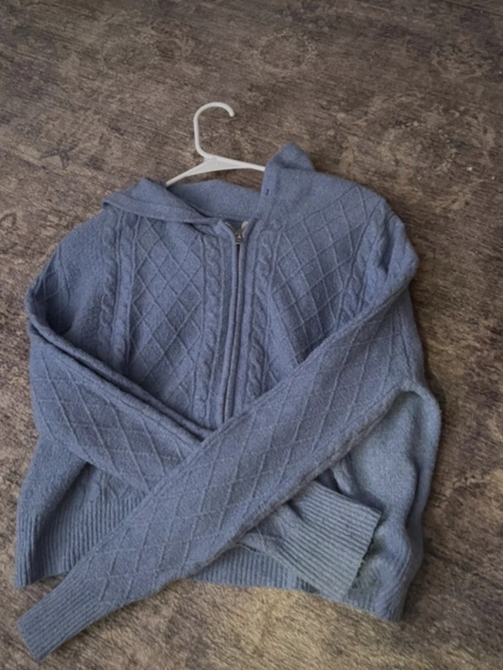 Women's Hooded Zip Cardigan Sweater - Dusty Blue